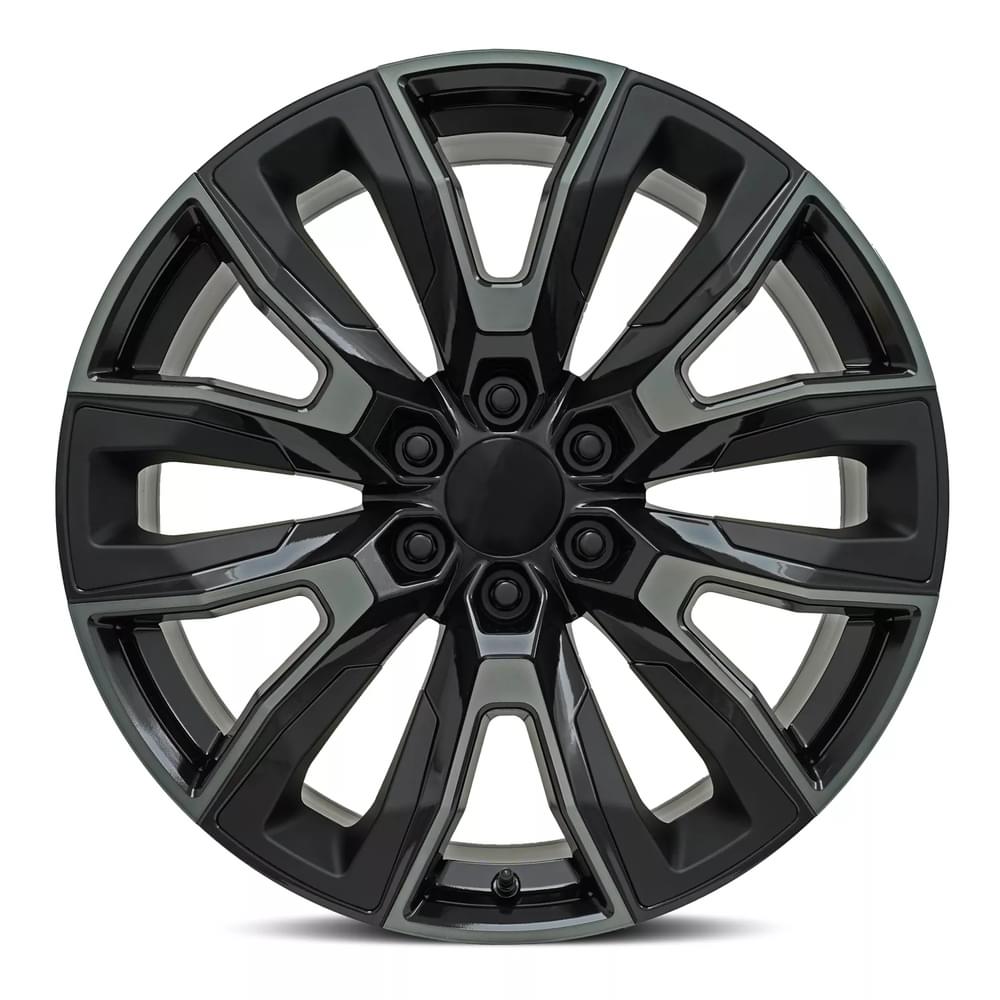 Factory Reproductions FR 207 Gloss Black Machine Face W/Dark Tint And Satin Black Inserts 22x9 +28 6x139.7mm 78.1mm