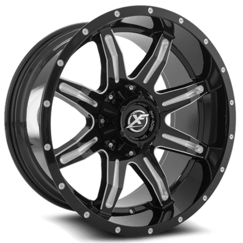 XF Off-Road XF-215 Gloss Black Milled 20x12 -44 8x170|8x165.1mm 125.2mm