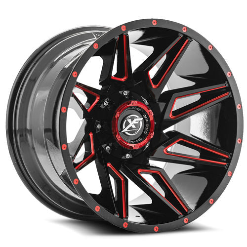 XF Off-Road XF-218 Gloss Black Red Milling 20x10 -24 5x127|5x139.7mm 0mm - WheelWiz