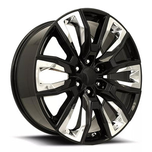 Factory Reproductions FR 207 Gloss Black With Chrome Inserts 24x10 +31 6x139.7mm 78.1mm