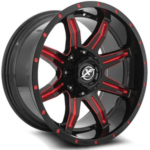 XF Off-Road XF-215 Gloss Black Milled Red 20x9 +12 5x127|5x139.7mm 78.1mm - Wheelwiz