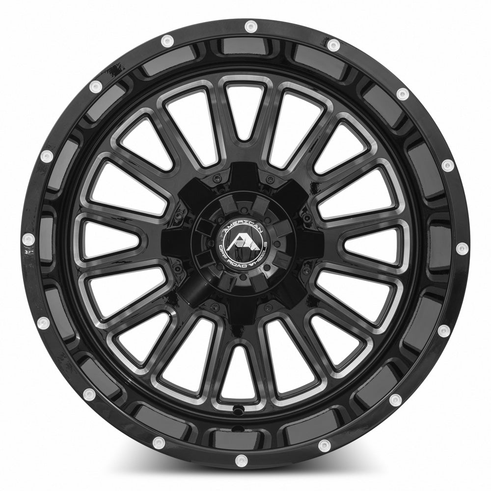 American Off-Road A105 Black Milled Spoke 20x12 -44 5x114.3mm 78.1mm - WheelWiz