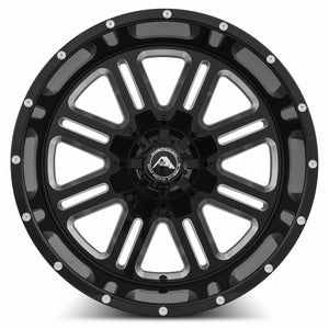 American Off-Road A106 Black Milled Spoke 20x12 -44 5x150mm 110.3mm - WheelWiz