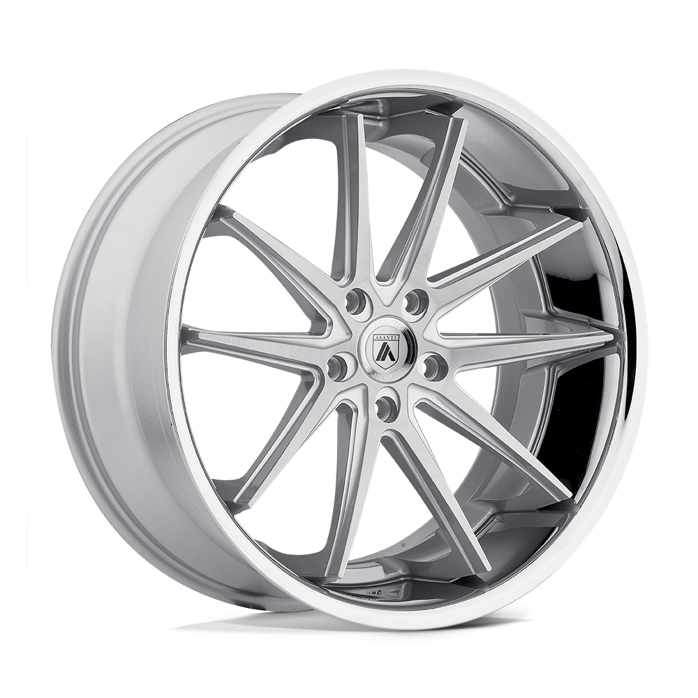 Asanti Black ABL-5 ALTAIR Silver Machined Ss Lip 22x10.5 +45 5x112mm 74.1mm - WheelWiz