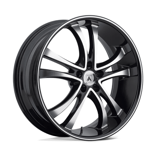 Asanti Black ABL-6 Machined Face W/ Black Lip 22x10 +20 5x115mm 74.1mm - Wheelwiz