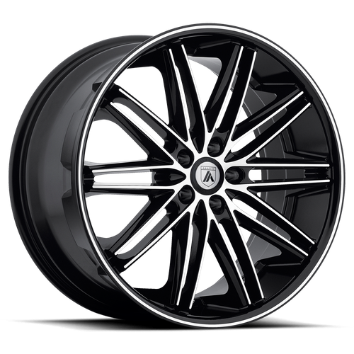 Asanti Black ABL-10 POLLUX Machined Face W/ Black Lip 20x8.5 +38 5x112mm 74.1mm - Wheelwiz