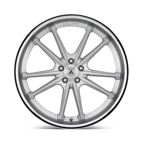 Asanti Black ABL-23 SIGMA Brushed Silver W/ Chrome Lip 22x10.5 +25 5x115mm 72.6mm - Wheelwiz