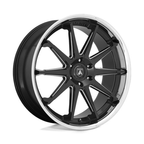 Asanti Black ABL-29 EMPEROR Gloss Black Mill W/ Chrome Lip 24x10 +15 6x139.7mm 106.1mm - Wheelwiz