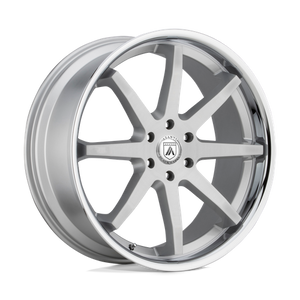 Asanti Black ABL-32 KAISER Brushed Silver W/ Chrome Lip 24x10 +30 6x139.7mm 100.3mm - Wheelwiz