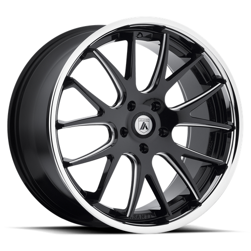 Asanti Black ABL-3 CASTOR Matte Black Milled W/ Ss Lip 20x8.5 +30 5x112mm 74.1mm - Wheelwiz