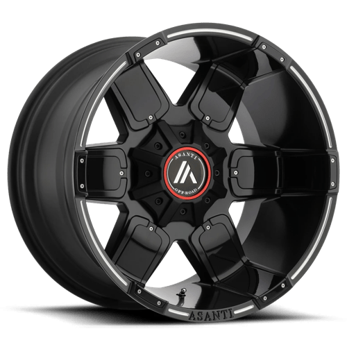 Asanti Off Road AB811 WARTHOG Satin Black Mill W/ G-blk Acc 20x10 -24 8x180mm 124.2mm - Wheelwiz