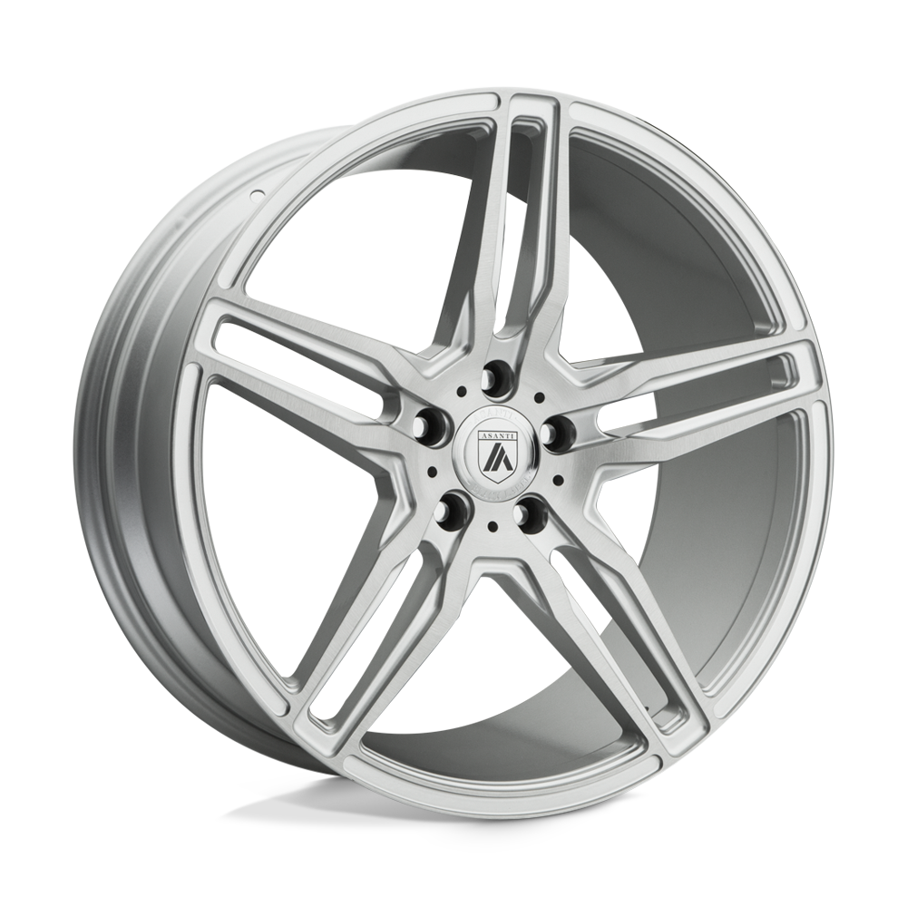 Asanti Black ABL-12 ORION Brushed Silver Carbon Fiber Insert 22x9 +32 5x112mm 72.6mm - WheelWiz