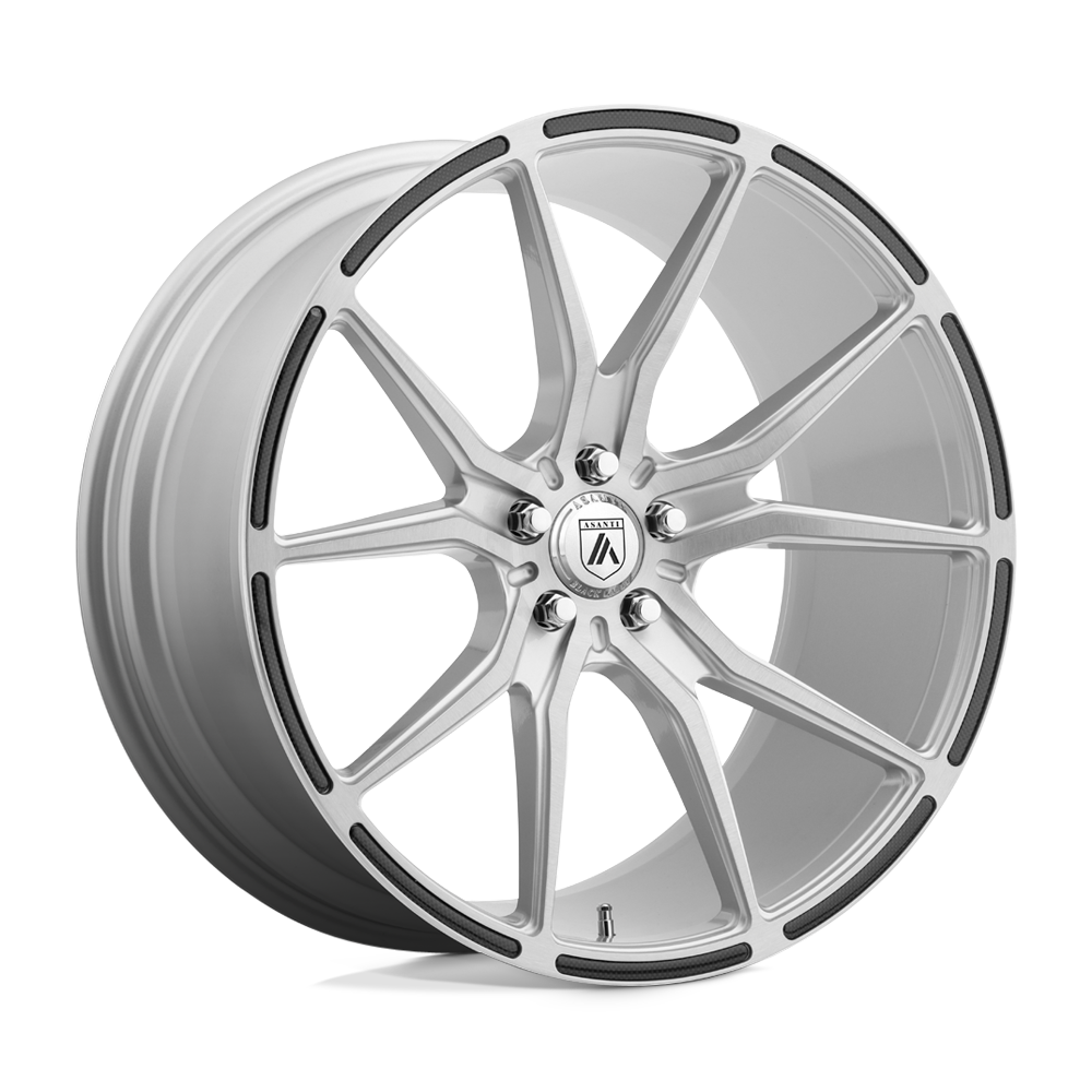 Asanti Black ABL-13 VEGA Brushed Silver Carbon Fiber Insert 20x9 +35 5x112mm 72.6mm - WheelWiz