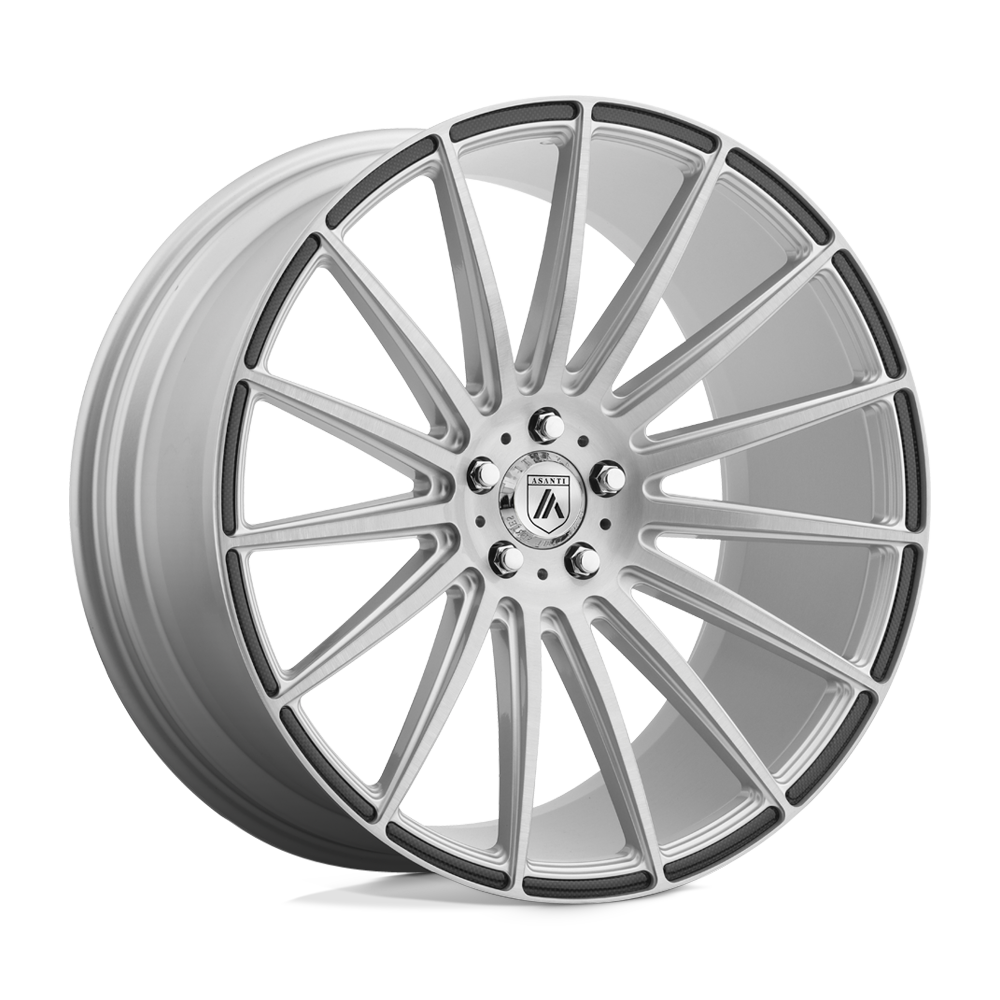 Asanti Black ABL-14 POLARIS Brushed Silver Carbon Fiber Insert 20x10.5 +38 5x112mm 72.6mm - WheelWiz