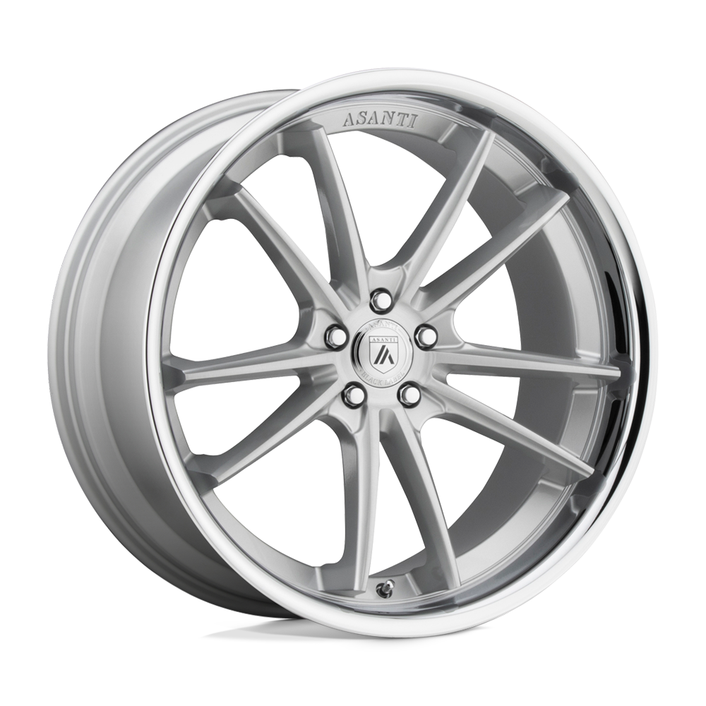 Asanti Black ABL-23 SIGMA Brushed Silver Chrome Lip 22x9 +32 Custom 72.6mm - WheelWiz