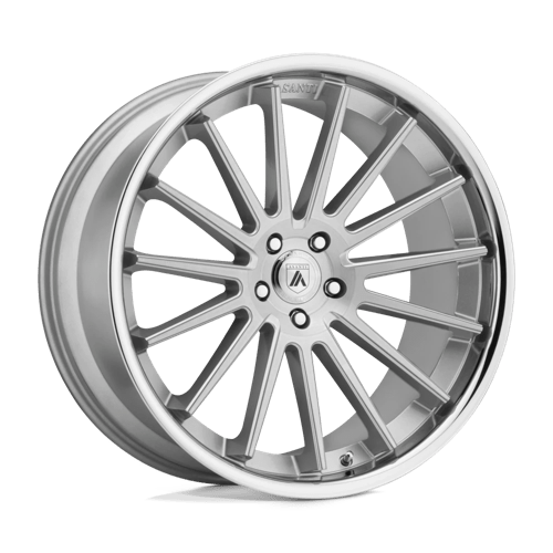 Asanti Black ABL-24 BETA Brushed Silver Chrome Lip 20x9 +35 5x112mm 72.6mm - WheelWiz