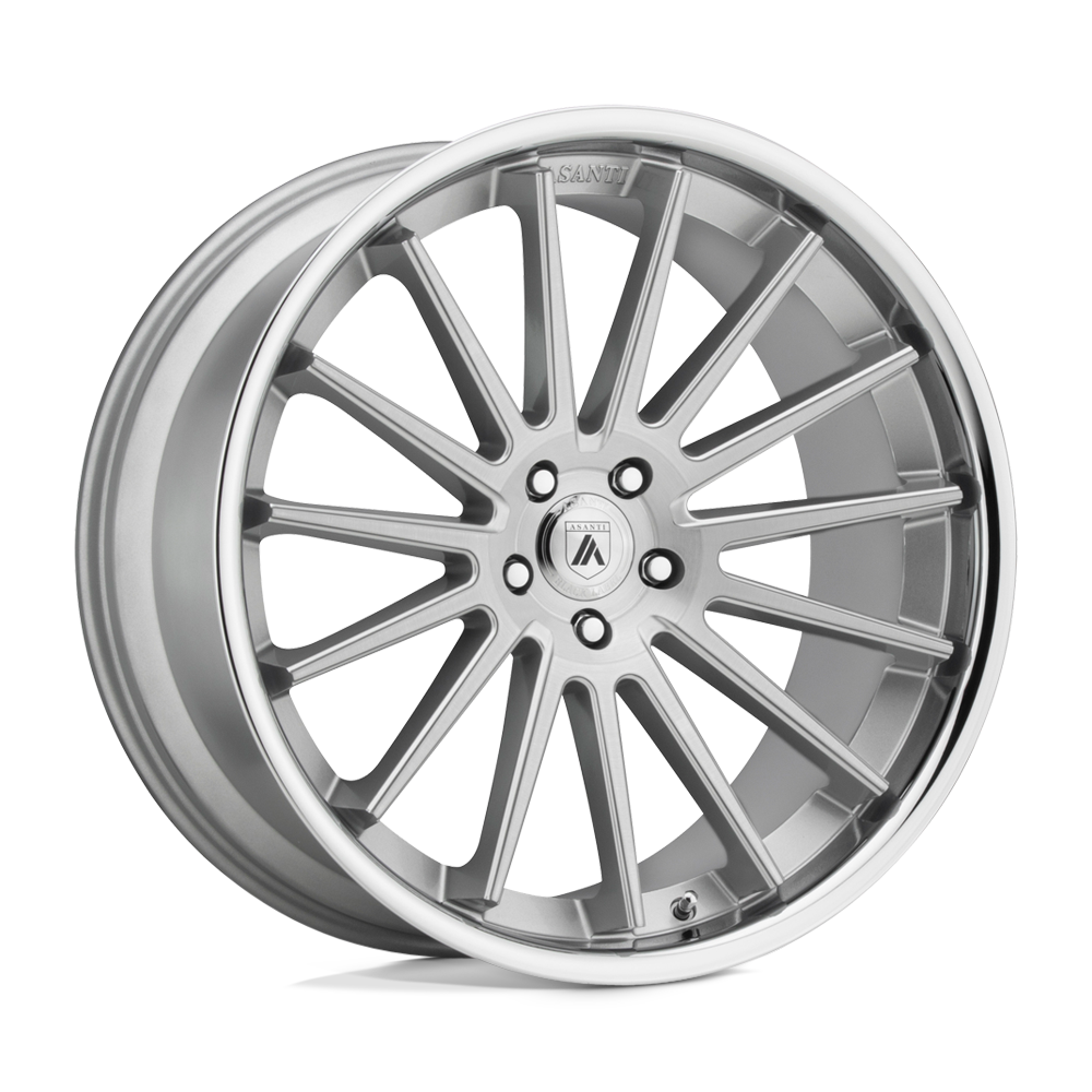 Asanti Black ABL-24 BETA Brushed Silver Chrome Lip 24x9 +15 5x115mm 72.6mm - WheelWiz