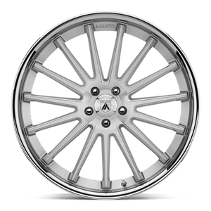 Asanti Black ABL-24 BETA Brushed Silver Chrome Lip 24x9 +32 5x112mm 72.6mm - WheelWiz