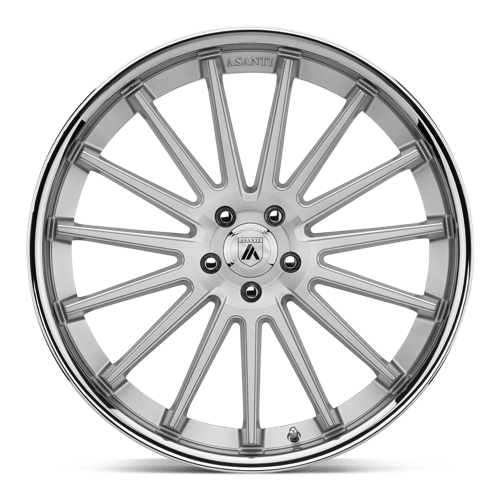 Asanti Black ABL-24 BETA Brushed Silver Chrome Lip 22x9 +32 5x120mm 74.1mm - WheelWiz