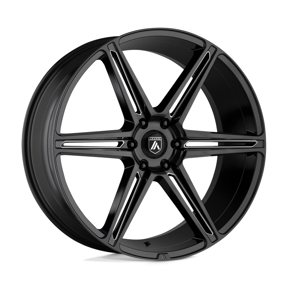Asanti Black ABL-25 ALPHA 6 Gloss Black Milled 24x10 +30 6x139.7mm 100.3mm - WheelWiz