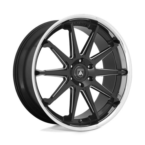 Asanti Black ABL-29 EMPEROR Gloss Black Milled With Chrome Lip 22x10 +15 6x139.7mm 106.1mm - WheelWiz