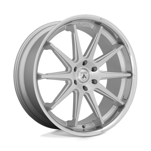 Asanti Black ABL-29 EMPEROR Brushed Silver With Chrome Lip 22x10 +15 6x139.7mm 106.1mm - WheelWiz
