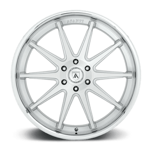 Asanti Black ABL-29 EMPEROR Brushed Silver With Chrome Lip 22x10 +30 6x135mm 87.1mm - WheelWiz