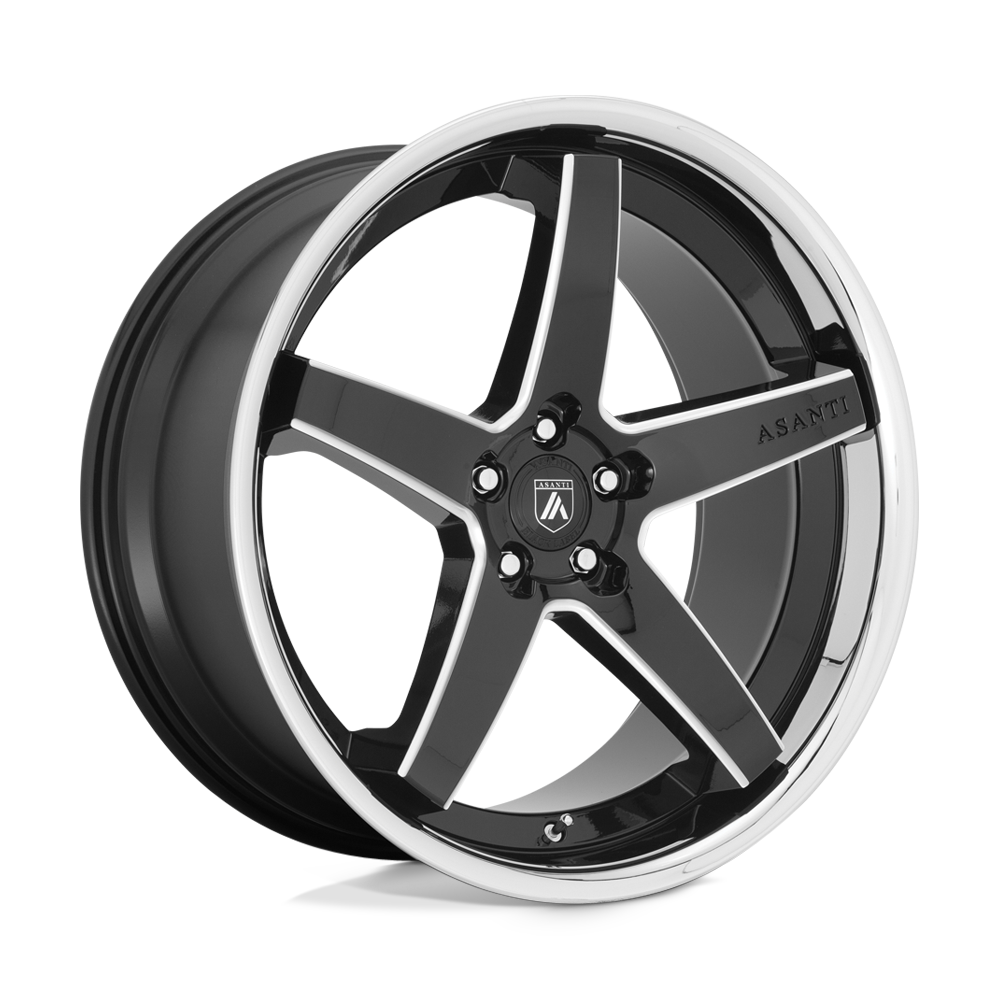 Asanti Black ABL31 REGAL Gloss Black Milled With Chrome Lip 20x9 +35 5x120mm 74.1mm - WheelWiz