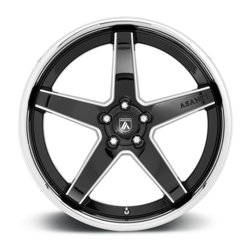 Asanti Black ABL31 REGAL Gloss Black Milled With Chrome Lip 22x9 +32 5x112mm 72.6mm - WheelWiz