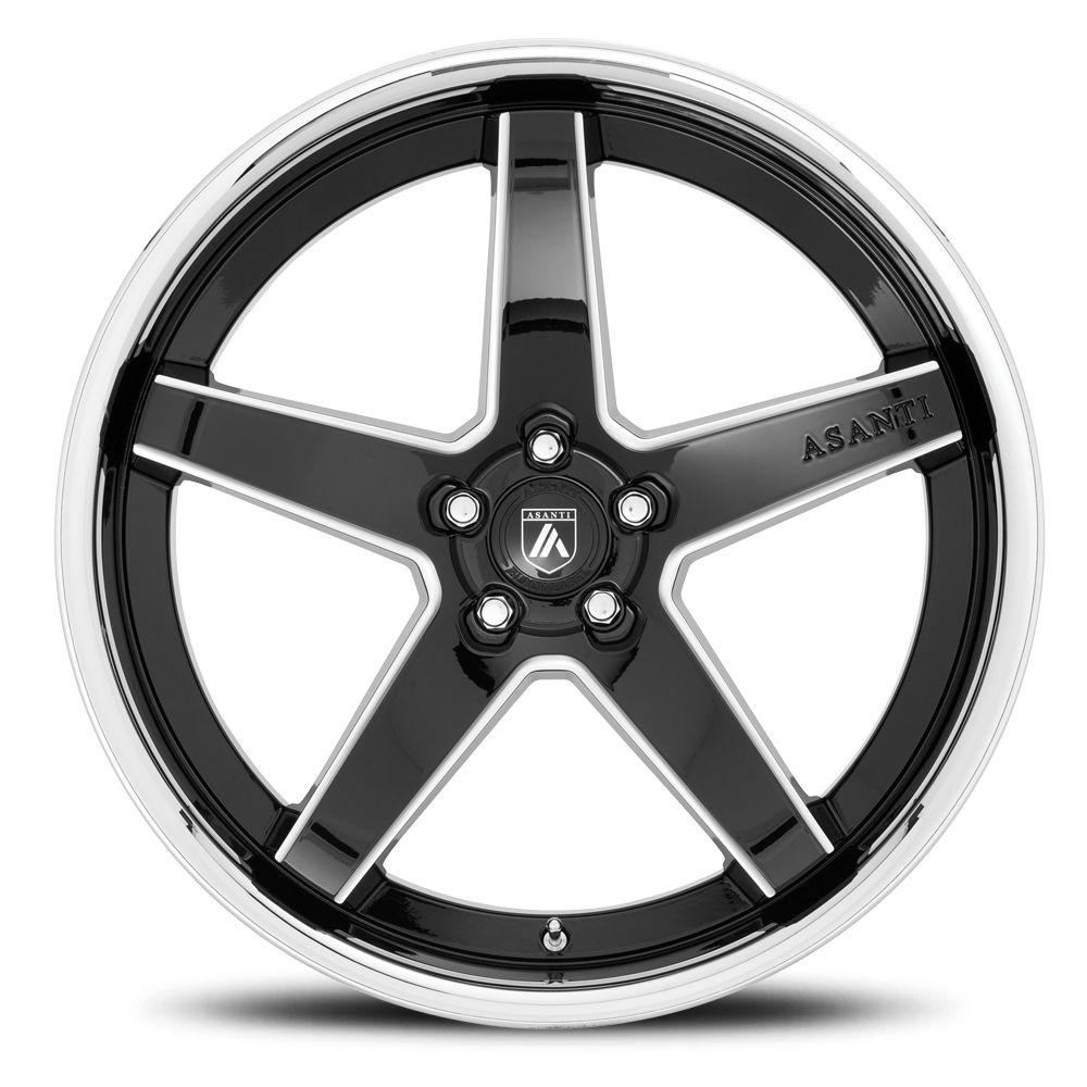 Asanti Black ABL31 REGAL Gloss Black Milled With Chrome Lip 22x10.5 +35 5x112mm 72.6mm - Wheelwiz