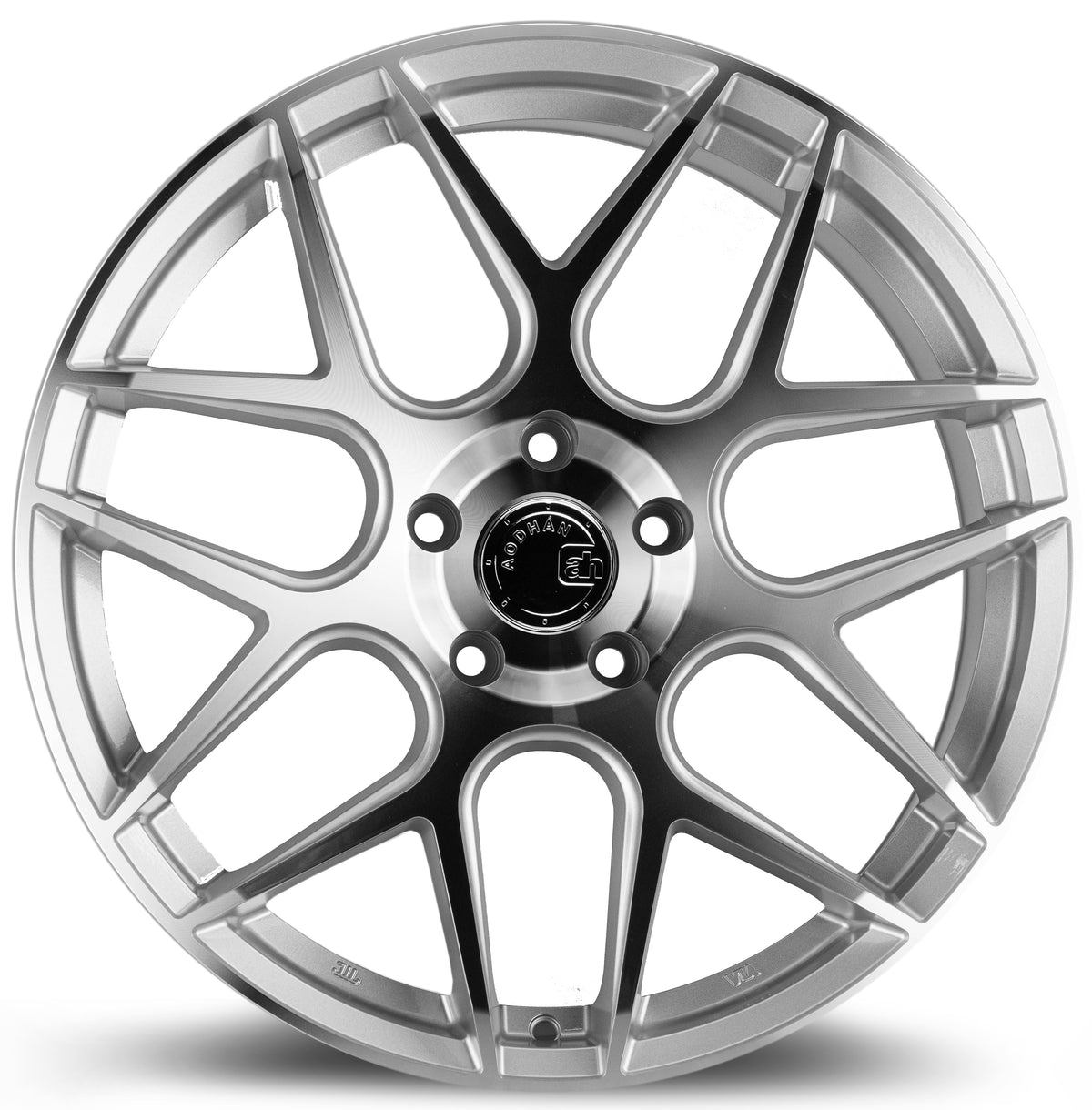 Aodhan AFF2 Gloss Silver Machined Face 20x9 +30 5x112 66.6mm - Wheelwiz