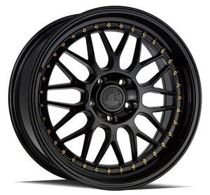 Aodhan AH02 Gloss Black ( Gold Rivet) 18x8.5 +35 5x100 73.1mm - Wheelwiz