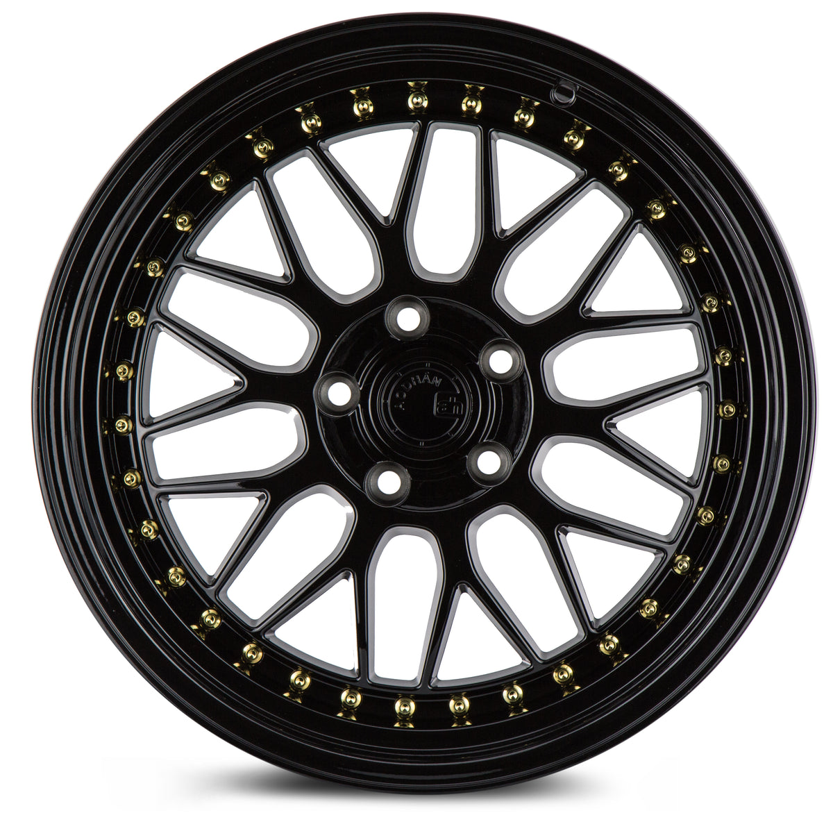 Aodhan AH02 Gloss Black ( Gold Rivet) 18x9.5 +35 5x100 73.1mm - Wheelwiz