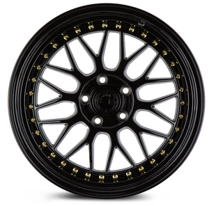 Aodhan AH02 Gloss Black ( Gold Rivet) 18x9.5 +35 5x100 73.1mm - Wheelwiz