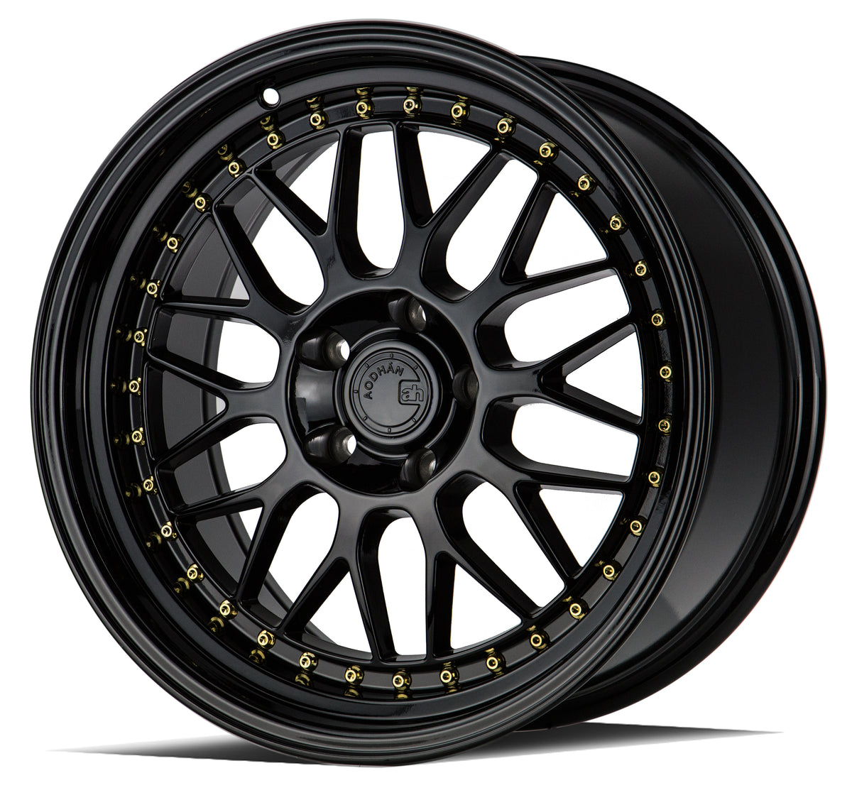 Aodhan AH02 Gloss Black ( Gold Rivet) 18x9.5 +30 5x114.3 73.1mm - Wheelwiz