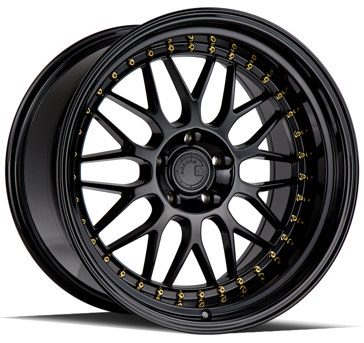 Aodhan AH02 Gloss Black ( Gold Rivet) 19x11 +15 5x114.3 73.1mm - Wheelwiz