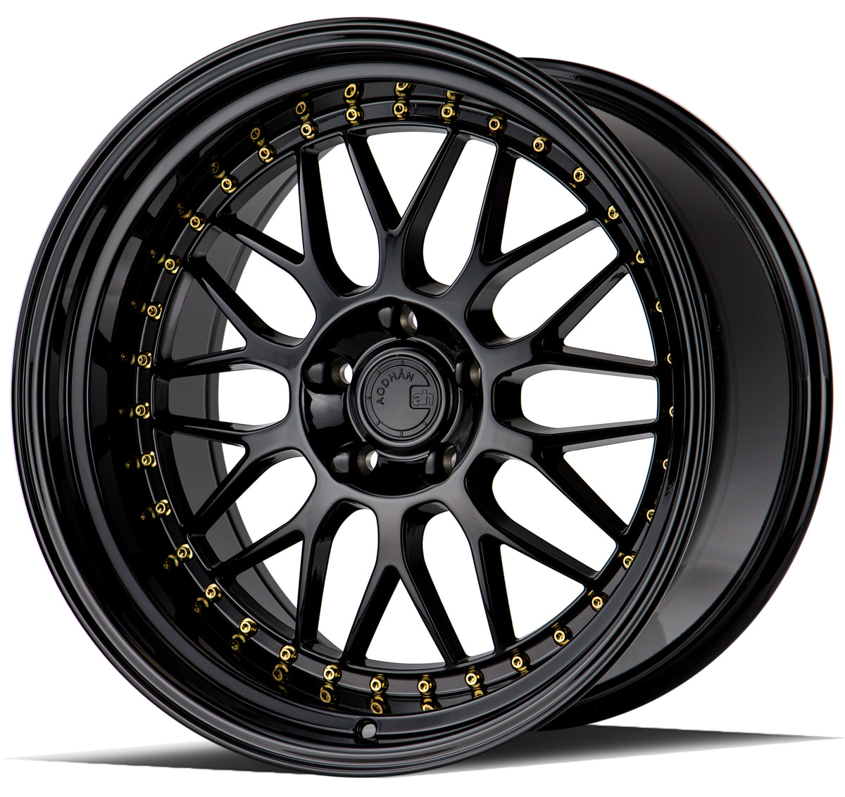 Aodhan AH02 Gloss Black ( Gold Rivet) 19x11 +15 5x114.3 73.1mm - Wheelwiz