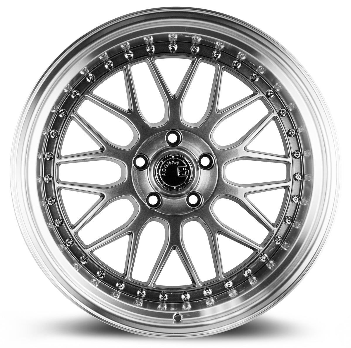 Aodhan AH02 Hyper Black w/ Machined Lip 19x11 +15 5x114.3 73.1mm - Wheelwiz