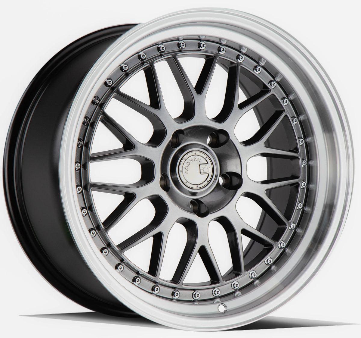 Aodhan AH02 Hyper Black w/ Machined Lip 19x8.5 +32 5x112 66.6mm - Wheelwiz
