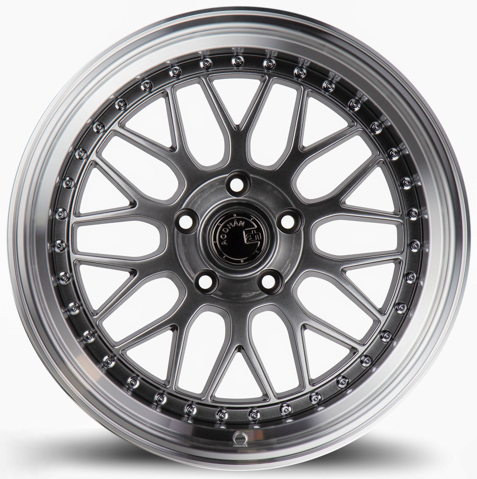 Aodhan AH02 Hyper Black w/ Machined Lip 19x8.5 +32 5x112 66.6mm - Wheelwiz