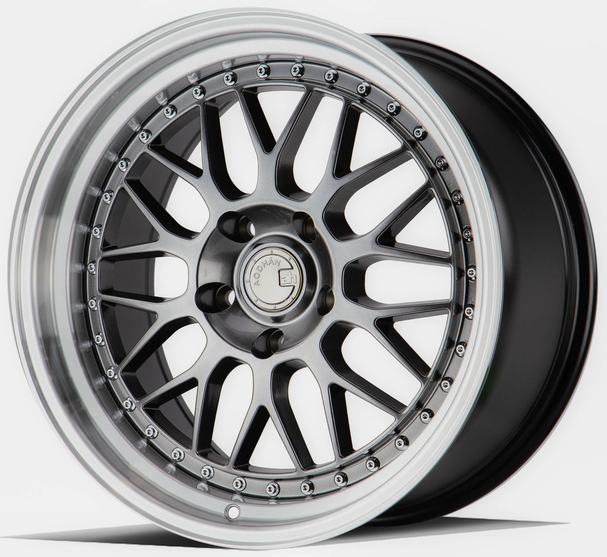 Aodhan AH02 Hyper Black w/ Machined Lip 19x8.5 +32 5x112 66.6mm - Wheelwiz