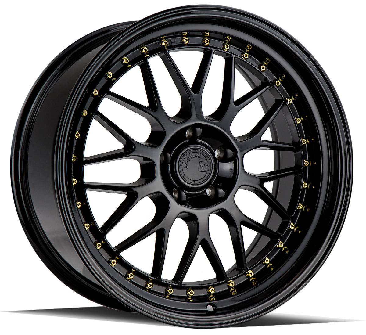 Aodhan AH02 Gloss Black ( Gold Rivet) 19x9.5 +22 5x114.3 73.1mm - Wheelwiz