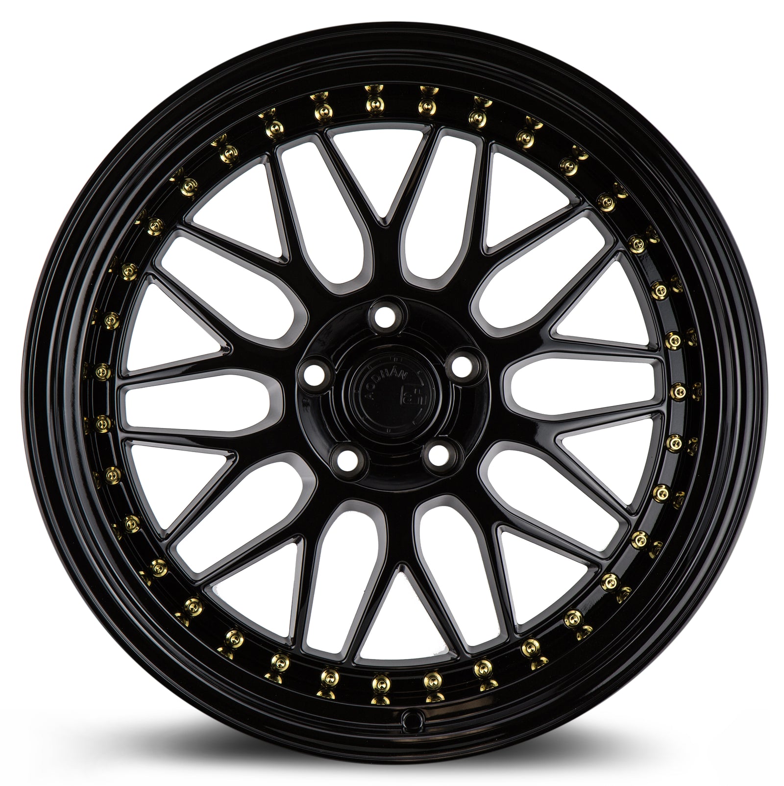 Aodhan AH02 Gloss Black ( Gold Rivet) 19x9.5 +22 5x114.3 73.1mm - Wheelwiz