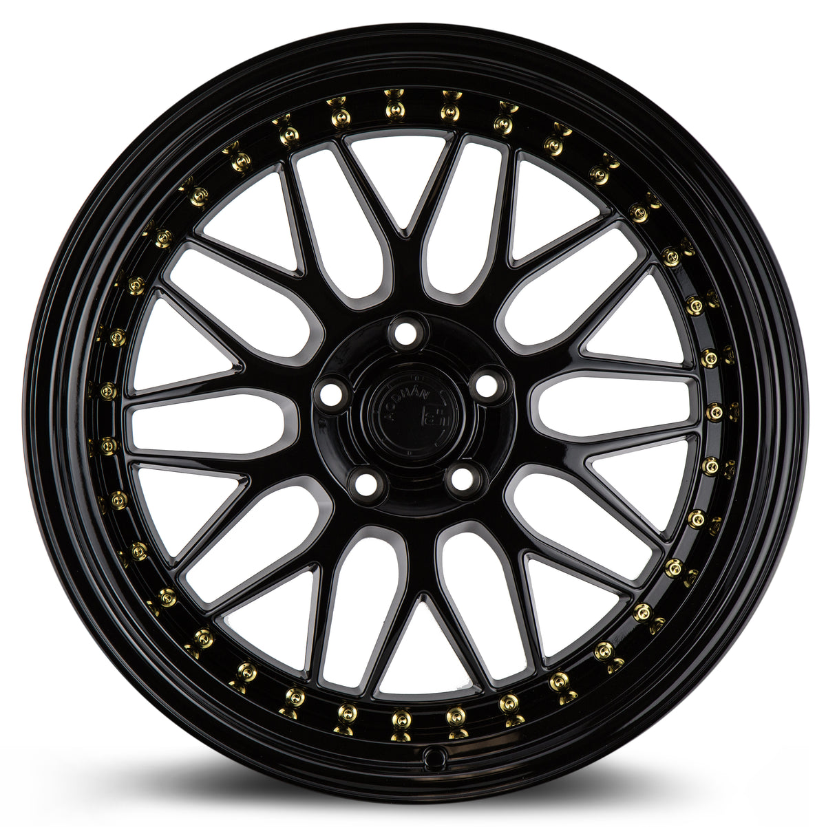 Aodhan AH02 Gloss Black ( Gold Rivet) 19x9.5 +12 5x114.3 73.1mm - Wheelwiz