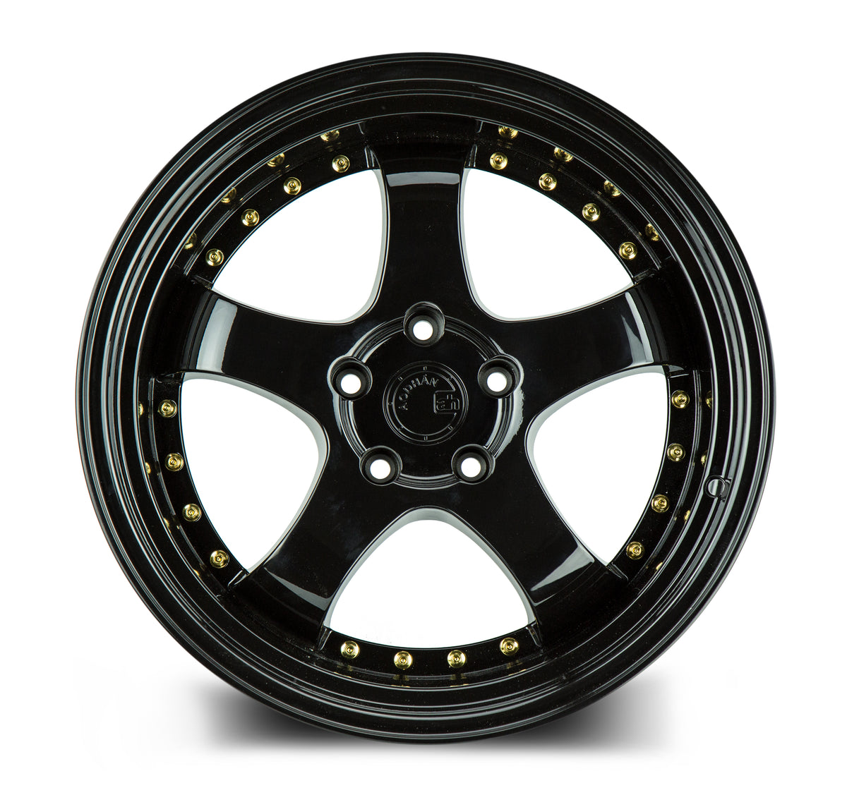 Aodhan AH03 Gloss Black W /Gold Rivets 19x9.5 +22 5x114.3 73.1mm - Wheelwiz