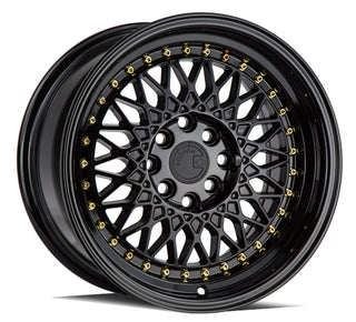 Aodhan AH05 Gloss Black W /Gold Rivets 15x8 +20 4x100|4x114.3 73.1mm
