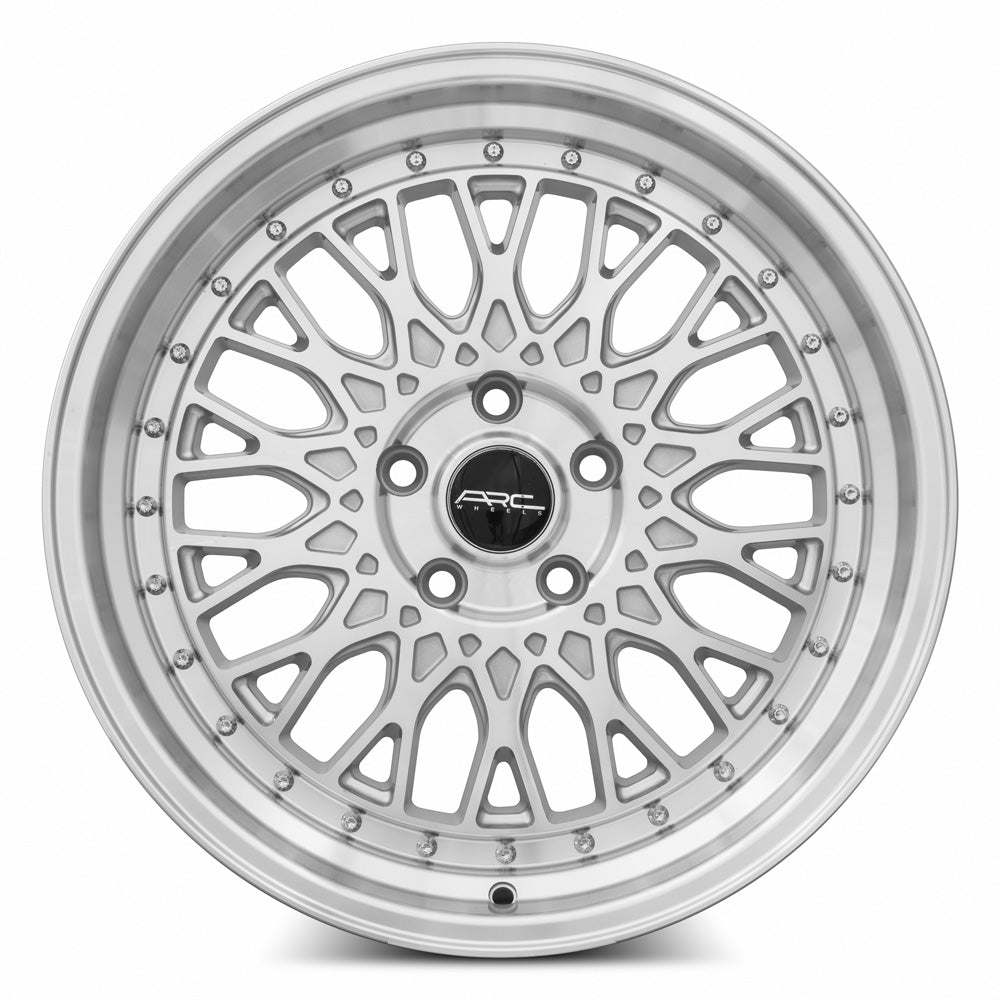 ARC AR1 Silver Machine Face Lip Chrome Rivet 17x8.5 +35 5x120mm 73.1mm