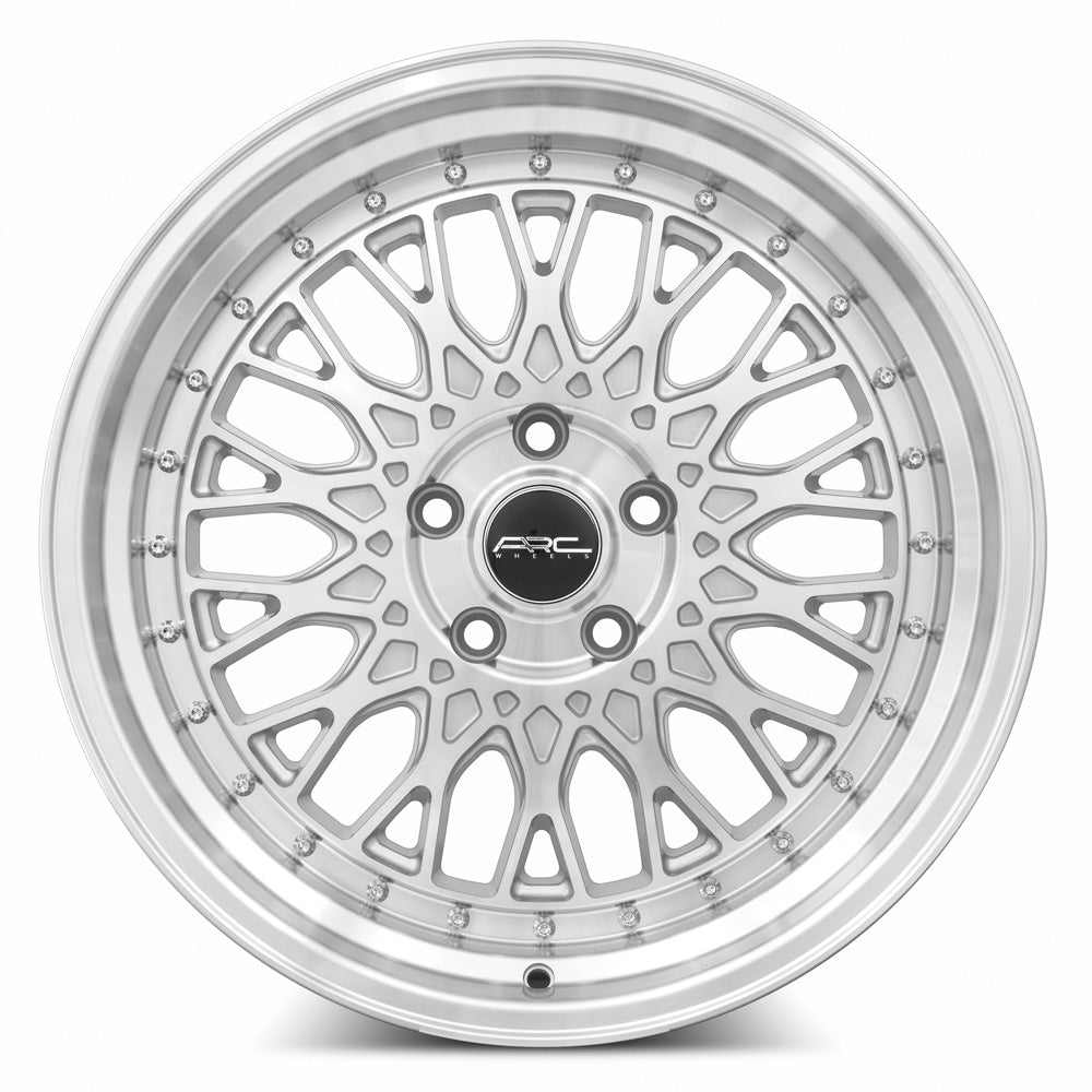 ARC AR1 Silver Machine Face Lip Chrome Rivet 17x9.5 +35 5x112mm 73.1mm - WheelWiz