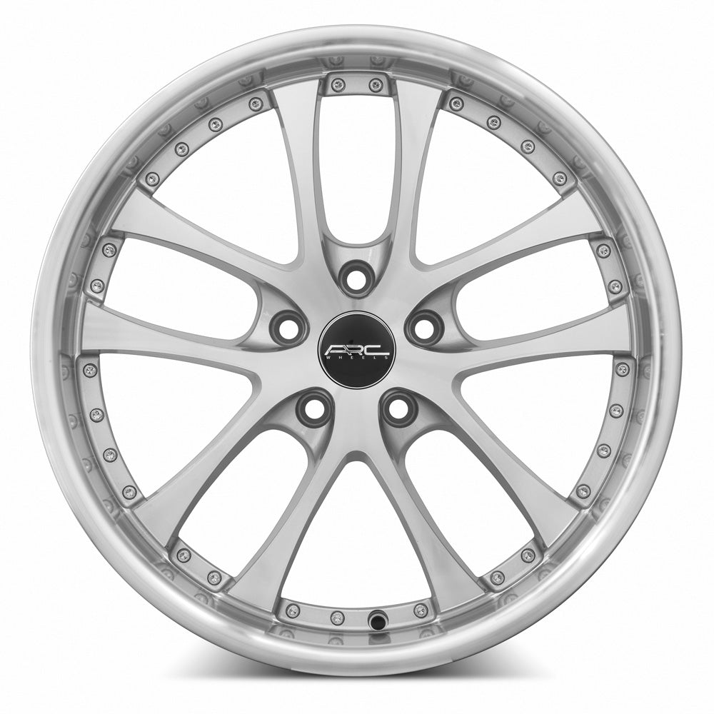 ARC AR5 Silver Machine Face Lip Chrome Rivet 18x8.5 +35 5x108mm 73.1mm