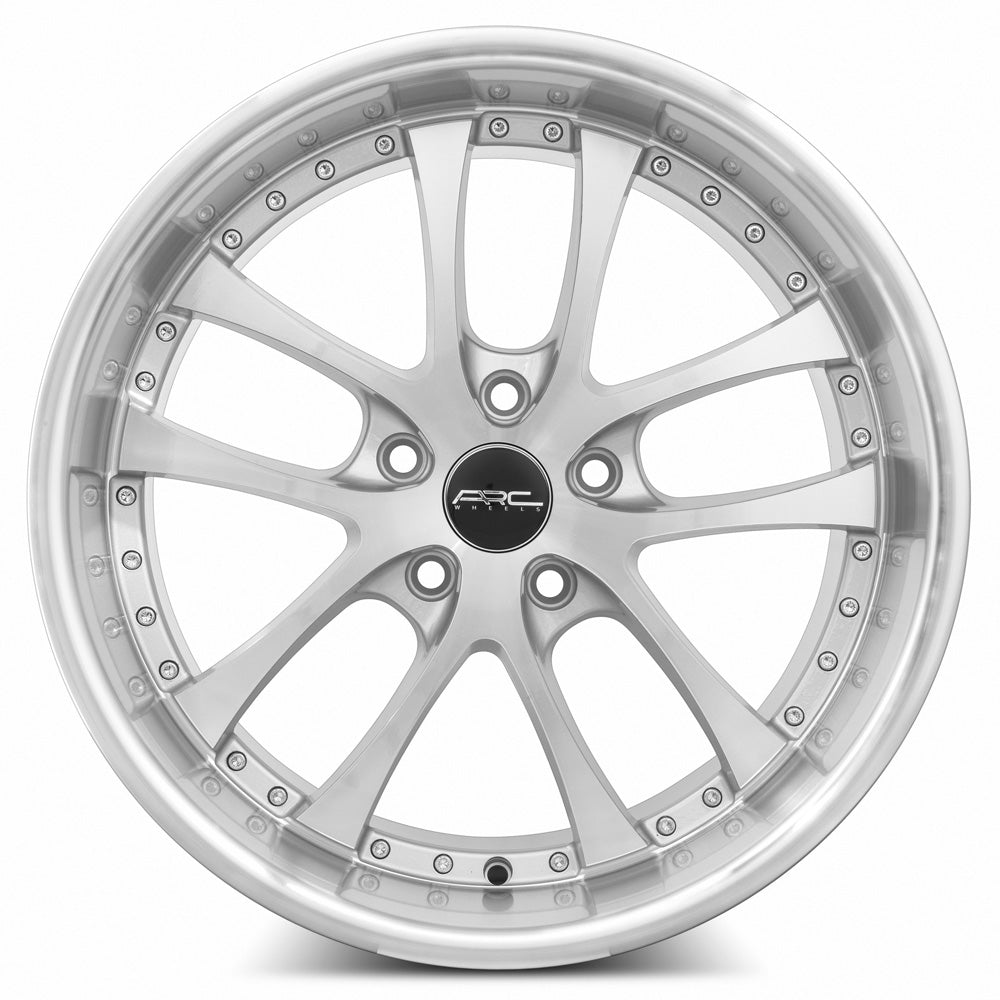 ARC AR5 Silver Machine Face Lip Chrome Rivet 18x9.5 +30 5x112mm 73.1mm